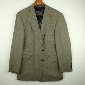 Hugo Boss Mens Blazer Jacket 44L Tall Black Yellow Loro Piana Super 100s Check